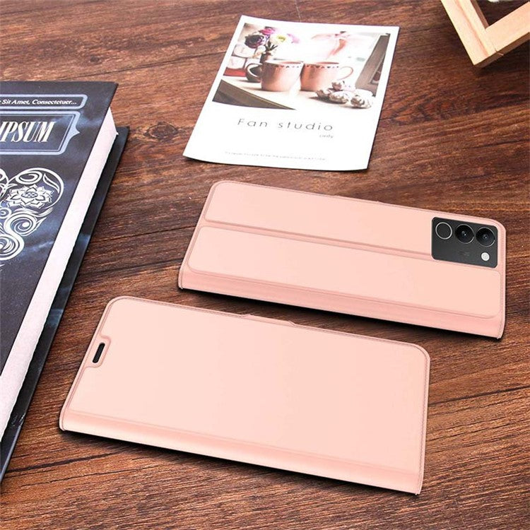 For vivo S17t 5G Stand Phone Cover Magnetic PU Leather Case Card Slot Phone Shell - Rose Gold