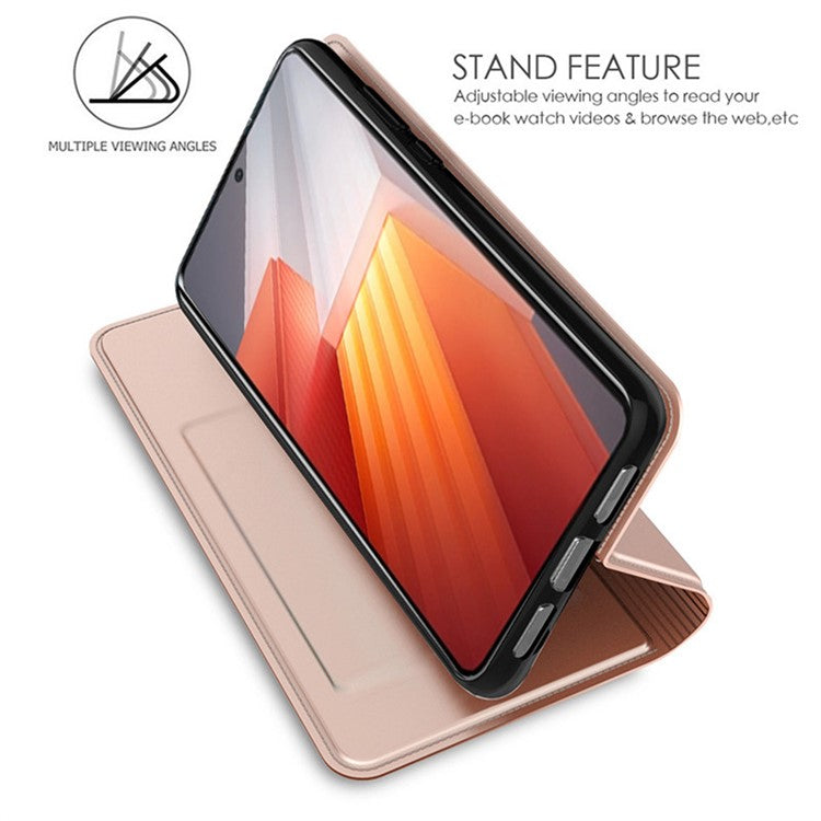 For vivo iQOO Neo8 5G Flip Phone Cover Full Protection Phone Case Card Storage Slot PU Leather Stand Shell - Rose Gold