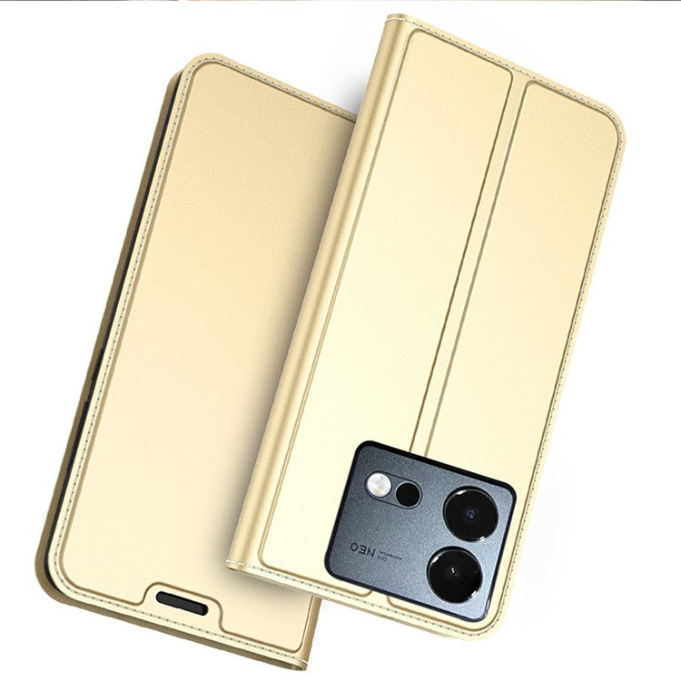 For vivo iQOO Neo8 5G Flip Phone Cover Full Protection Phone Case Card Storage Slot PU Leather Stand Shell - Gold