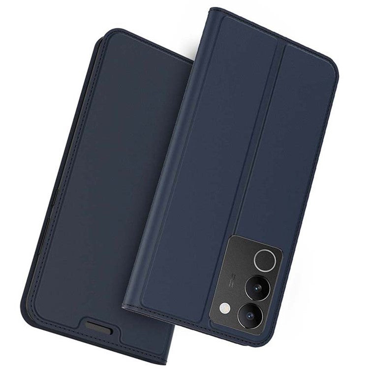 Card Slot Phone Case for vivo S17t 5G , Flip Design PU Leather Stand Shell Shockproof Cover - Blue