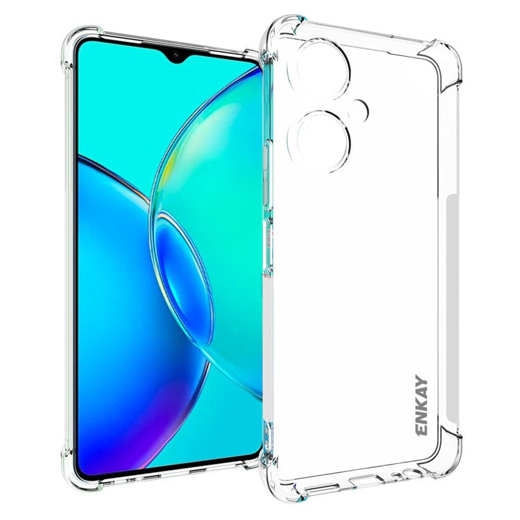 ENKAY HAT PRINCE For vivo Y35+ Four-Corner Protective Case Clear TPU Anti-slip Strip Edge Phone Cover