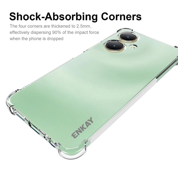 ENKAY HAT PRINCE For vivo Y35+ Four-Corner Protective Case Clear TPU Anti-slip Strip Edge Phone Cover