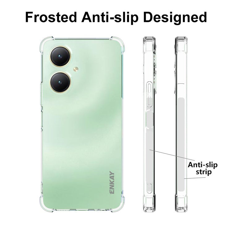 ENKAY HAT PRINCE For vivo Y35+ Four-Corner Protective Case Clear TPU Anti-slip Strip Edge Phone Cover