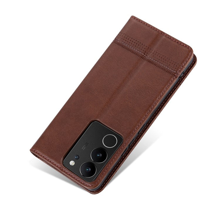 AZNS For vivo S17 5G / S17 Pro 5G Wallet PU Leather Case Cowhide Texture Phone Cover with Stand - Coffee