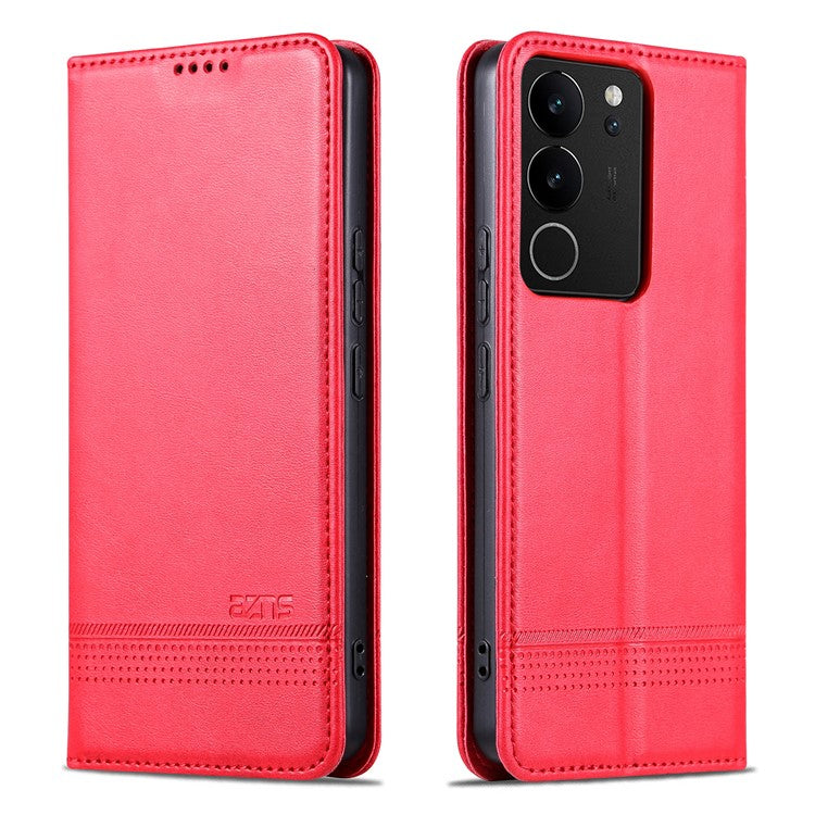 AZNS For vivo S17 5G / S17 Pro 5G Wallet PU Leather Case Cowhide Texture Phone Cover with Stand - Red