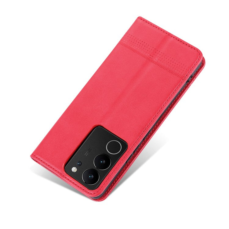 AZNS For vivo S17 5G / S17 Pro 5G Wallet PU Leather Case Cowhide Texture Phone Cover with Stand - Red