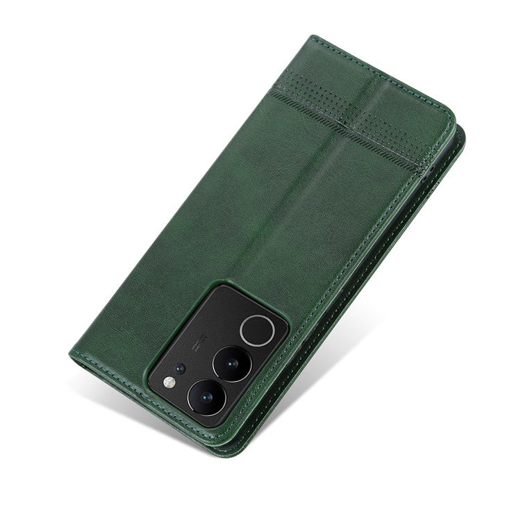 AZNS For vivo S17 5G / S17 Pro 5G Wallet PU Leather Case Cowhide Texture Phone Cover with Stand - Green