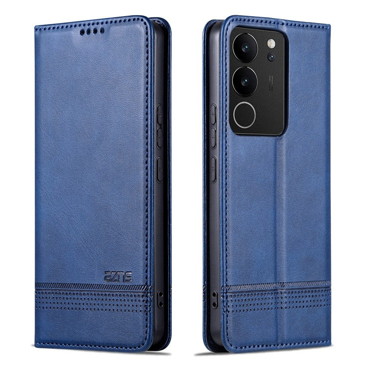 AZNS For vivo S17 5G / S17 Pro 5G Wallet PU Leather Case Cowhide Texture Phone Cover with Stand - Blue