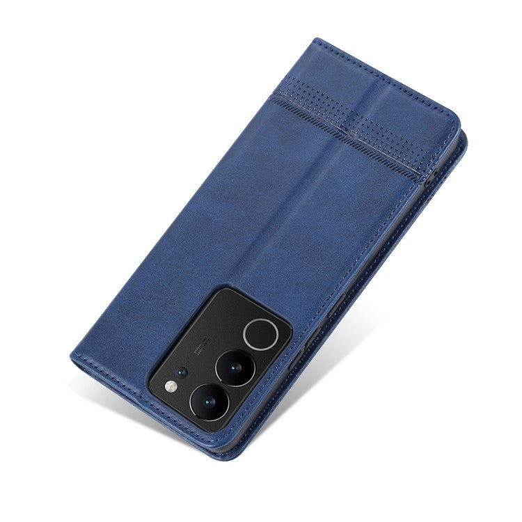 AZNS For vivo S17 5G / S17 Pro 5G Wallet PU Leather Case Cowhide Texture Phone Cover with Stand - Blue