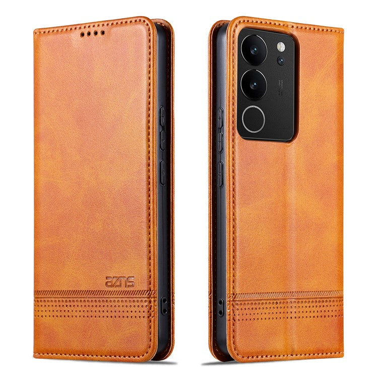 AZNS For vivo S17 5G / S17 Pro 5G Wallet PU Leather Case Cowhide Texture Phone Cover with Stand - Brown