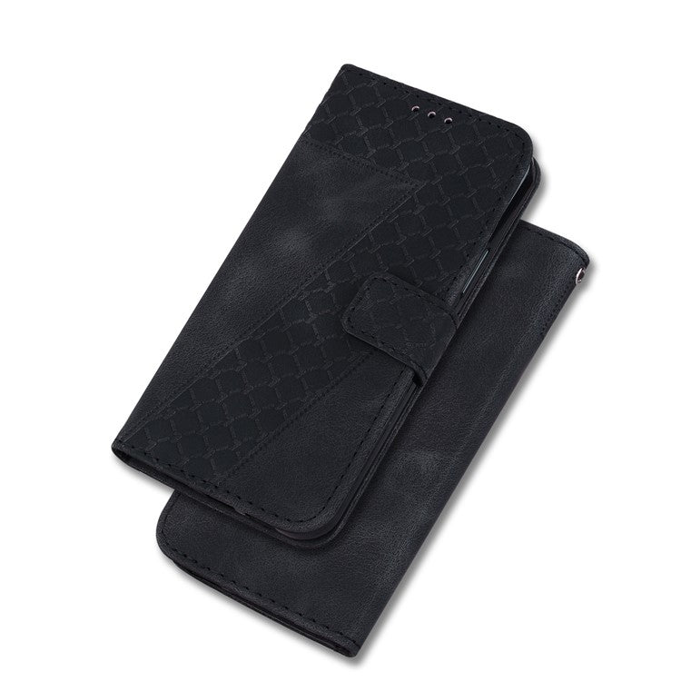 7-Shape Imprinted Phone Wallet Case for Sony Xperia 1 V , PU Leather Stand Smartphone Cover - Black