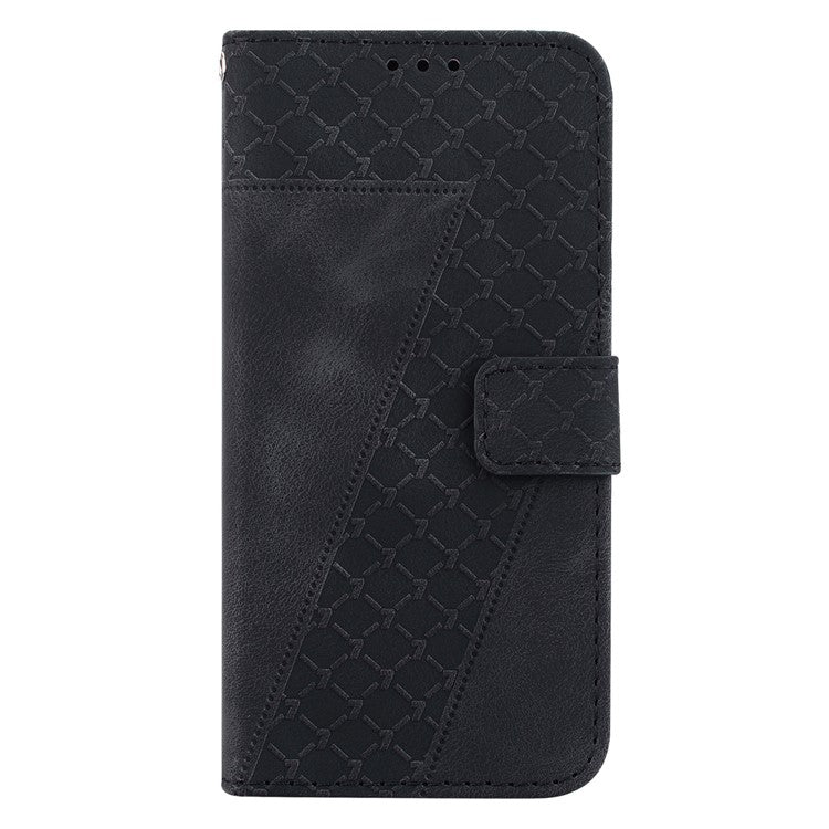 7-Shape Imprinted Phone Wallet Case for Sony Xperia 1 V , PU Leather Stand Smartphone Cover - Black