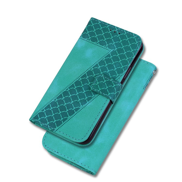 7-Shape Imprinted Phone Wallet Case for Sony Xperia 1 V , PU Leather Stand Smartphone Cover - Green