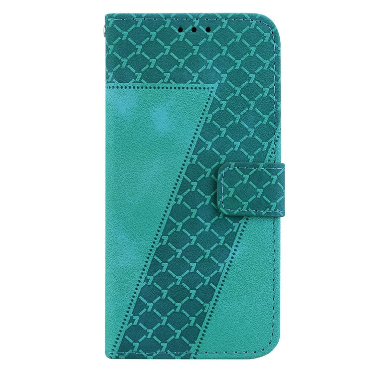 7-Shape Imprinted Phone Wallet Case for Sony Xperia 1 V , PU Leather Stand Smartphone Cover - Green