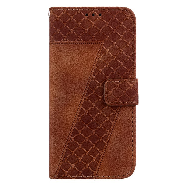 7-Shape Imprinted Phone Wallet Case for Sony Xperia 1 V , PU Leather Stand Smartphone Cover - Brown