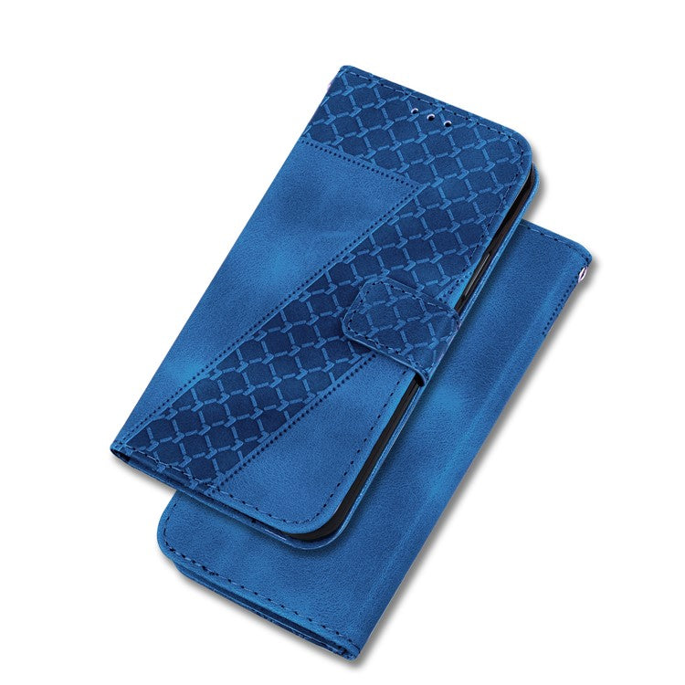 7-Shape Imprinted Phone Wallet Case for Sony Xperia 1 V , PU Leather Stand Smartphone Cover - Dark Blue