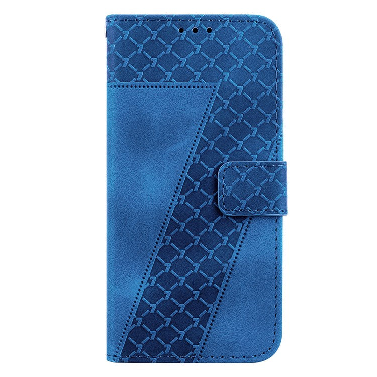 7-Shape Imprinted Phone Wallet Case for Sony Xperia 1 V , PU Leather Stand Smartphone Cover - Dark Blue