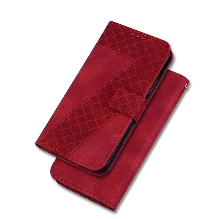 7-Shape Imprinted Phone Wallet Case for Sony Xperia 1 V , PU Leather Stand Smartphone Cover - Red