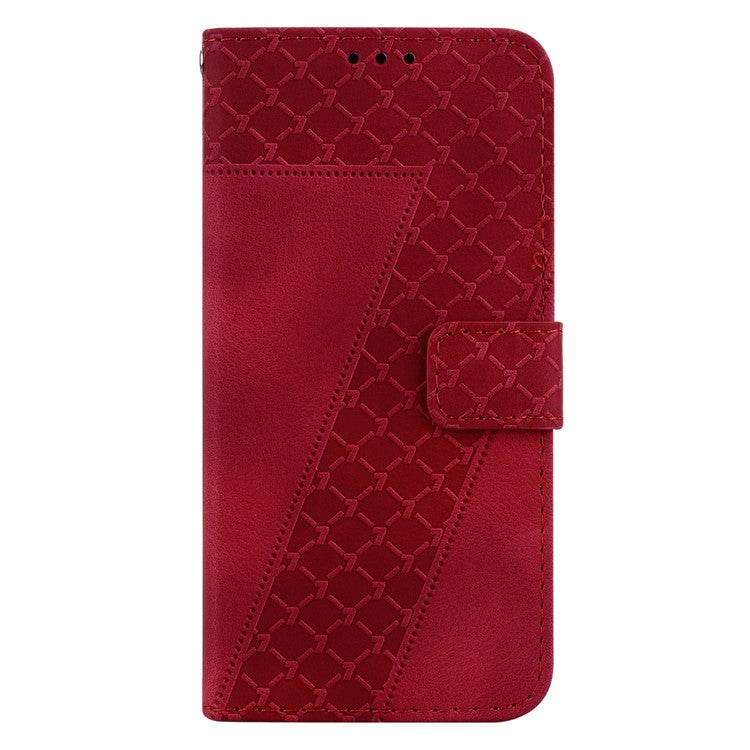 7-Shape Imprinted Phone Wallet Case for Sony Xperia 1 V , PU Leather Stand Smartphone Cover - Red