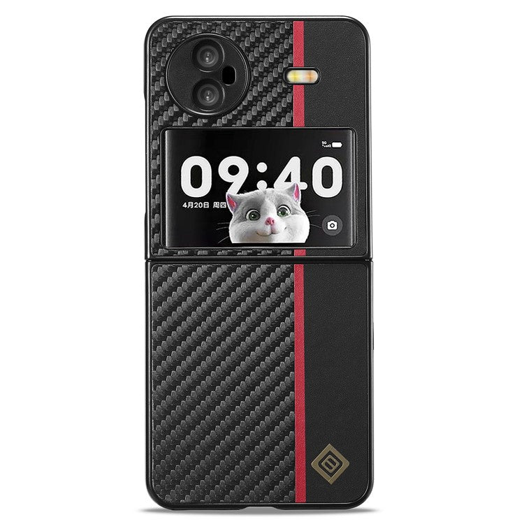 LC.IMEEKE Back Cover for vivo X Flip , Carbon Fiber Texture PU Leather+TPU+EVA Anti-fall Phone Case