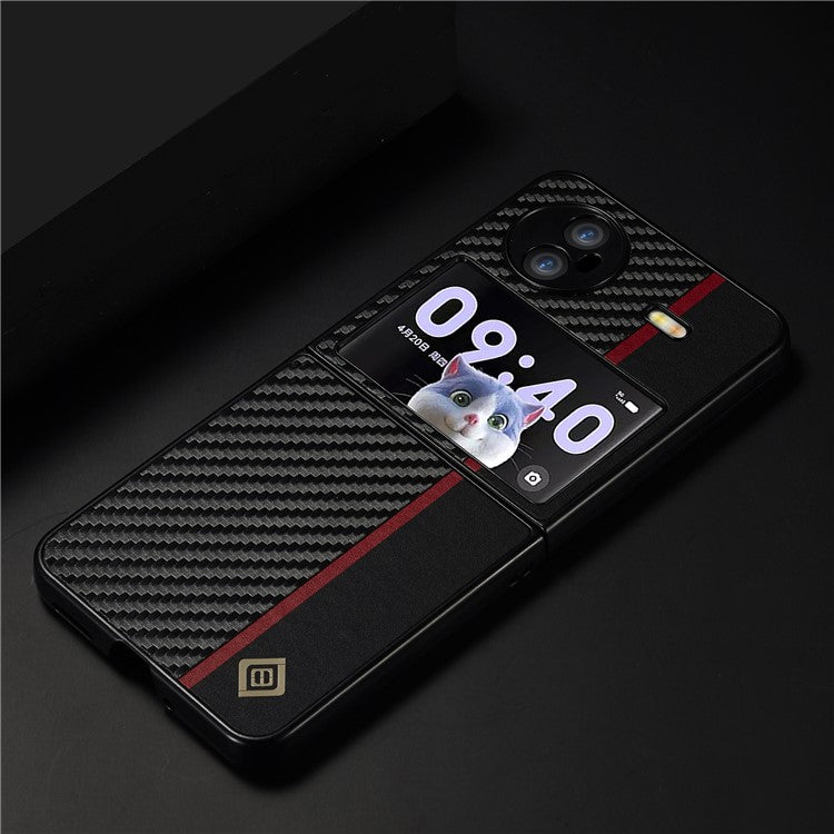 LC.IMEEKE Back Cover for vivo X Flip , Carbon Fiber Texture PU Leather+TPU+EVA Anti-fall Phone Case