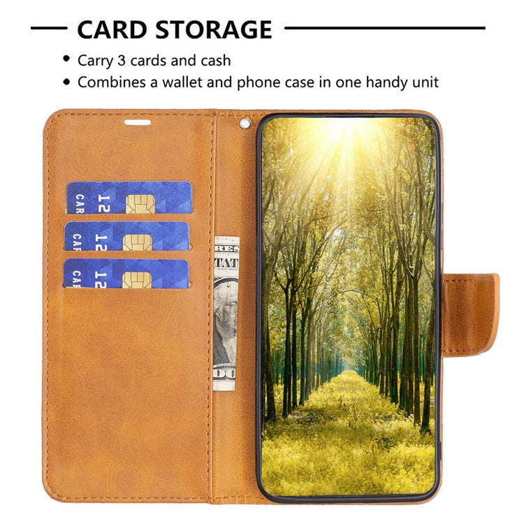 Phone Case for vivo Y27 4G , Solid Color Wallet Stand Shockproof PU Leather+TPU Cover - Yellow