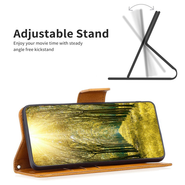 Phone Case for vivo Y27 4G , Solid Color Wallet Stand Shockproof PU Leather+TPU Cover - Yellow