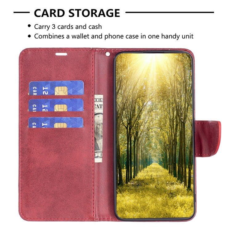 Phone Case for vivo Y27 4G , Solid Color Wallet Stand Shockproof PU Leather+TPU Cover - Red