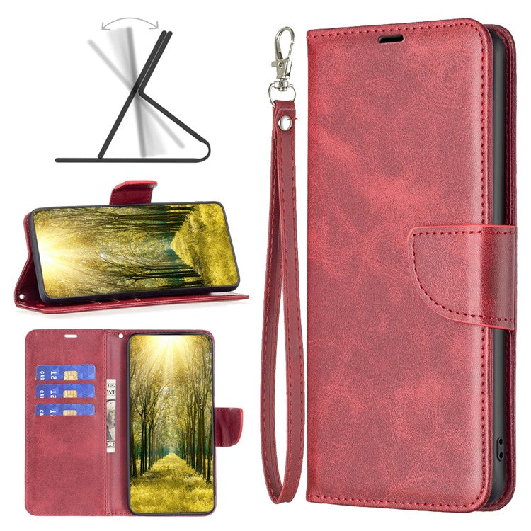 Phone Case for vivo Y27 4G , Solid Color Wallet Stand Shockproof PU Leather+TPU Cover - Red