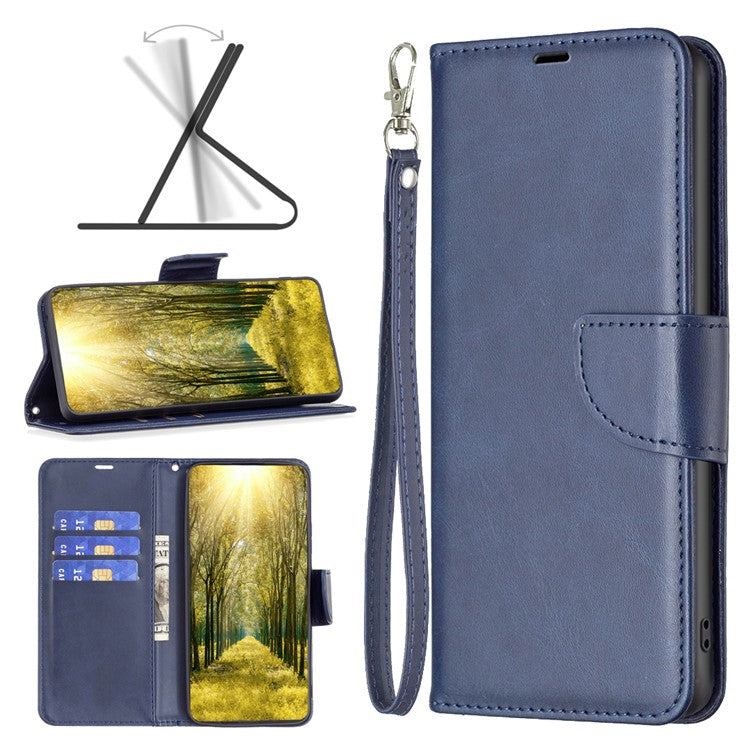 Phone Case for vivo Y27 4G , Solid Color Wallet Stand Shockproof PU Leather+TPU Cover - Blue