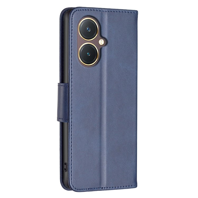 Phone Case for vivo Y27 4G , Solid Color Wallet Stand Shockproof PU Leather+TPU Cover - Blue