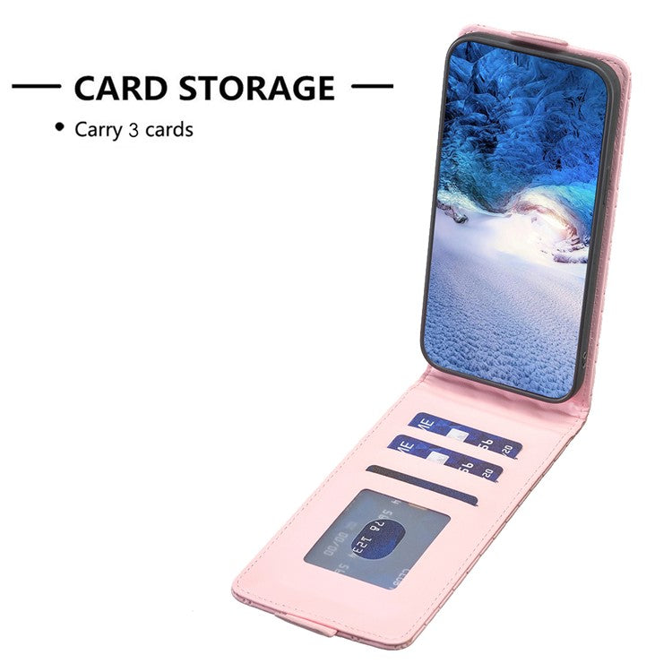 BF30 Imprinted Grid Phone Case for vivo Y27 4G , PU Leather Vertical Flip Stand Card Slots Cover - Pink