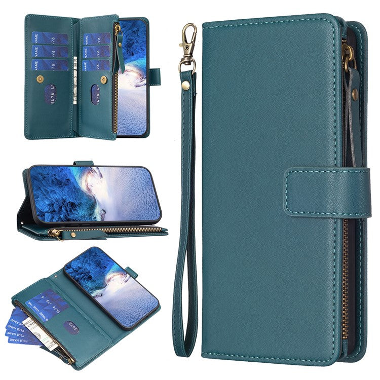 BF Style-19 for vivo Y27 4G Zipper Pocket Wallet Case Flip PU Leather Stand Phone Cover - Green