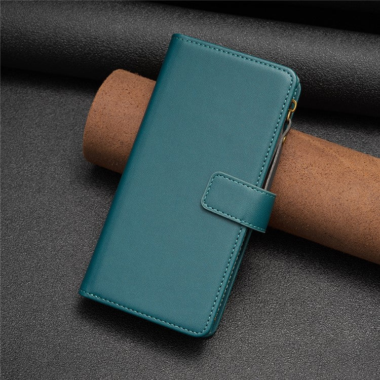 BF Style-19 for vivo Y27 4G Zipper Pocket Wallet Case Flip PU Leather Stand Phone Cover - Green