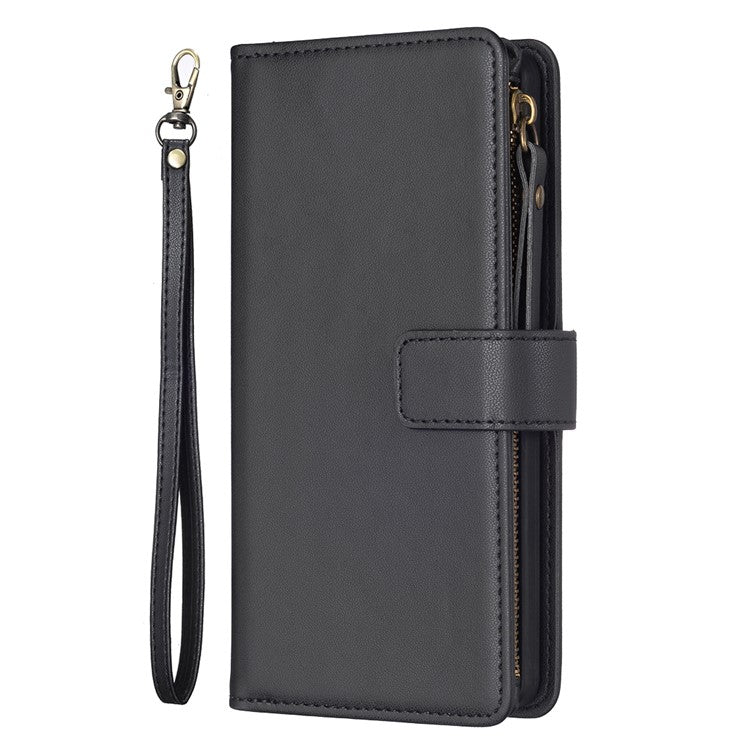 BF Style-19 for vivo Y27 4G Zipper Pocket Wallet Case Flip PU Leather Stand Phone Cover - Black