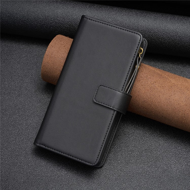 BF Style-19 for vivo Y27 4G Zipper Pocket Wallet Case Flip PU Leather Stand Phone Cover - Black