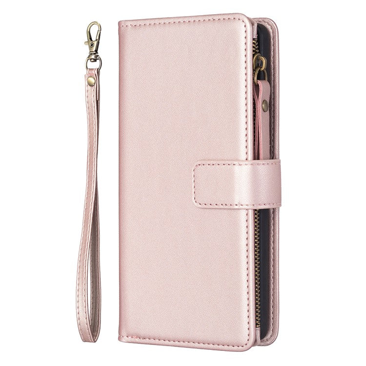 BF Style-19 for vivo Y27 4G Zipper Pocket Wallet Case Flip PU Leather Stand Phone Cover - Rose Gold