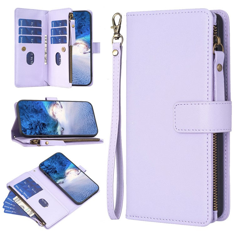 BF Style-19 for vivo Y27 4G Zipper Pocket Wallet Case Flip PU Leather Stand Phone Cover - Purple