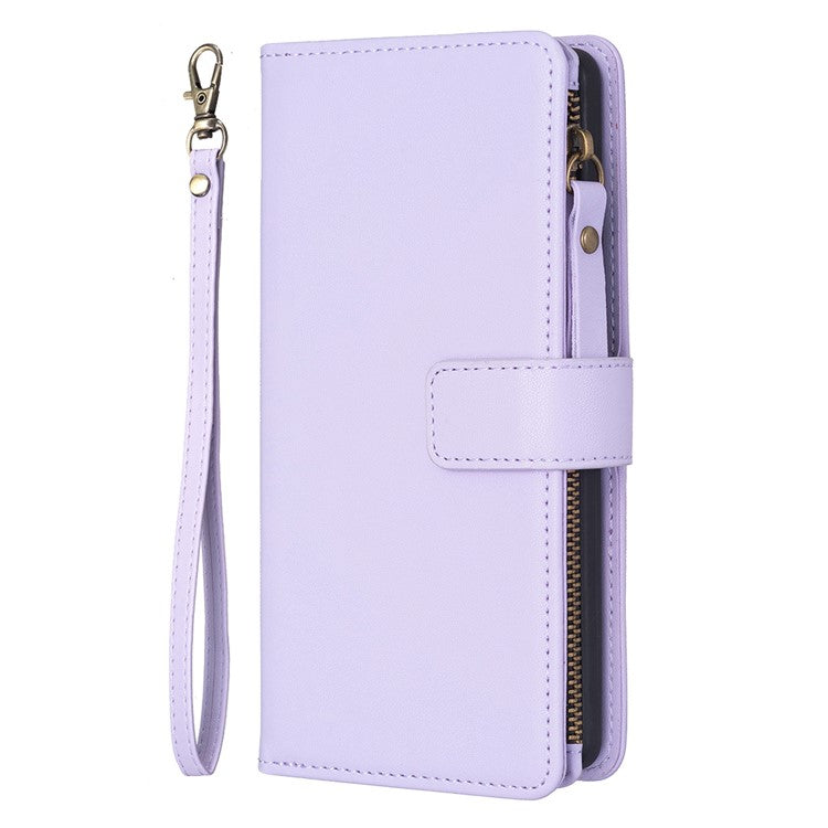 BF Style-19 for vivo Y27 4G Zipper Pocket Wallet Case Flip PU Leather Stand Phone Cover - Purple