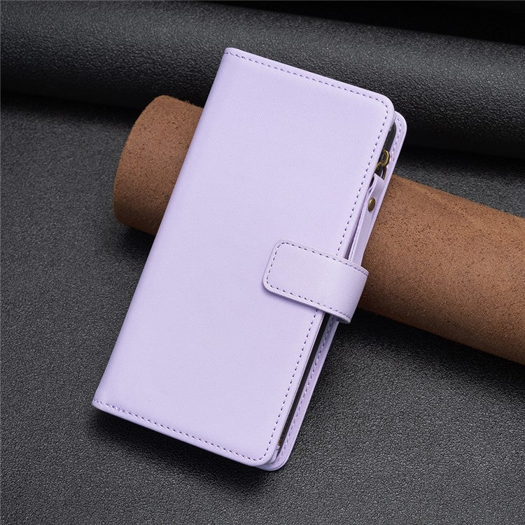 BF Style-19 for vivo Y27 4G Zipper Pocket Wallet Case Flip PU Leather Stand Phone Cover - Purple