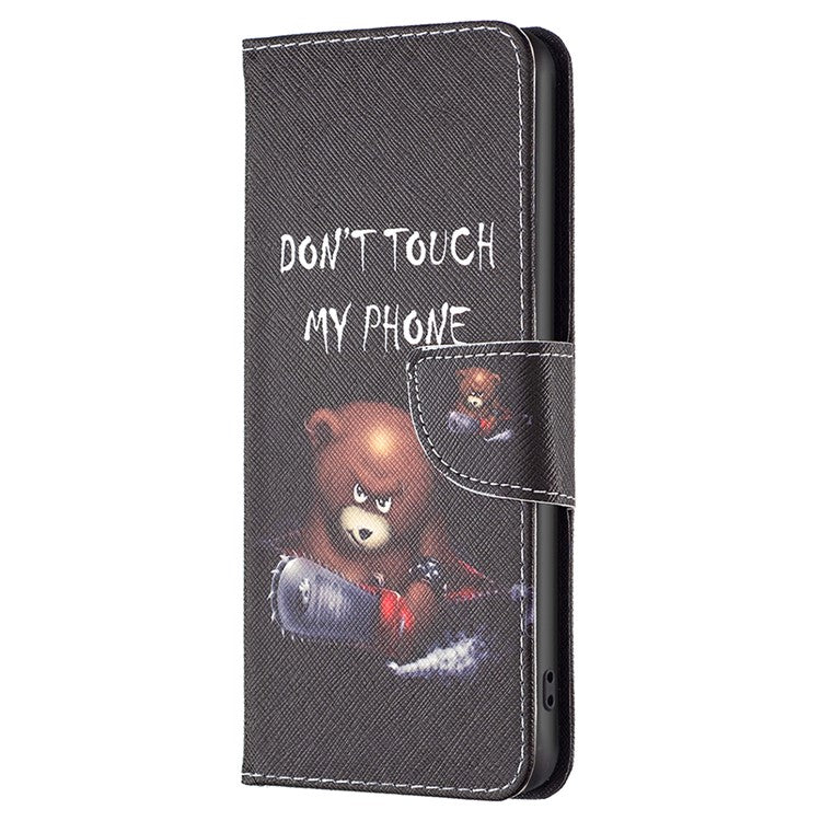 PU Leather Flip Case for vivo Y78 (China) 5G / Y36 4G (Global) / Y36 5G (Global) , Pattern Printing Stand Wallet Phone Cover - Bear