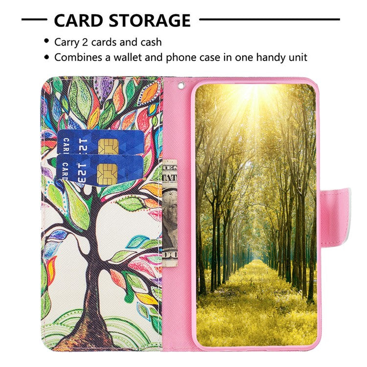 PU Leather Flip Case for vivo Y78 (China) 5G / Y36 4G (Global) / Y36 5G (Global) , Pattern Printing Stand Wallet Phone Cover - Life Tree