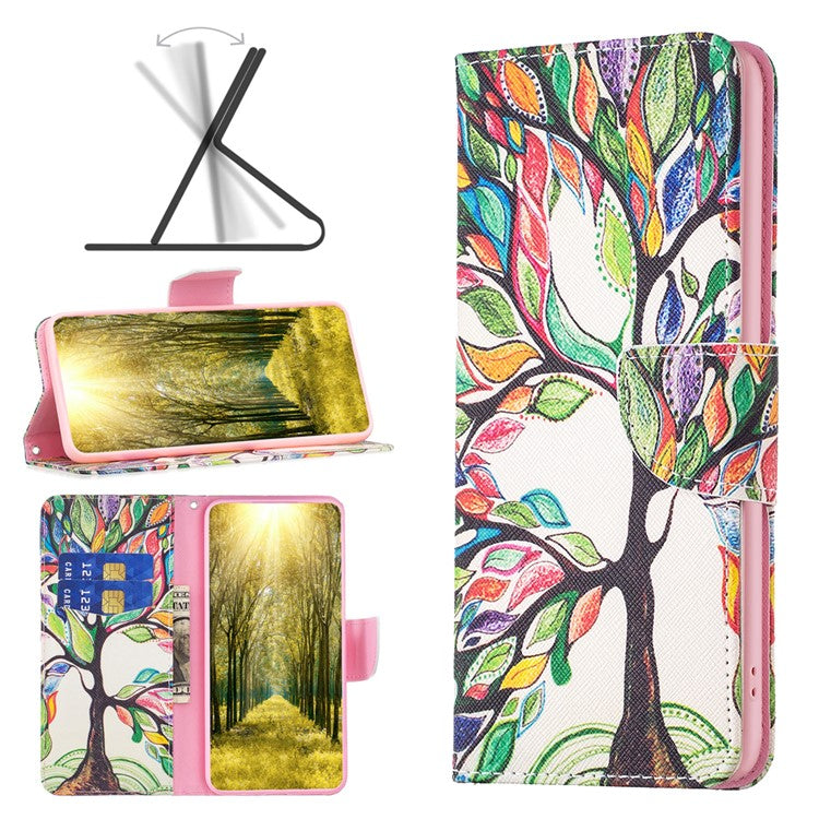 PU Leather Flip Case for vivo Y78 (China) 5G / Y36 4G (Global) / Y36 5G (Global) , Pattern Printing Stand Wallet Phone Cover - Life Tree