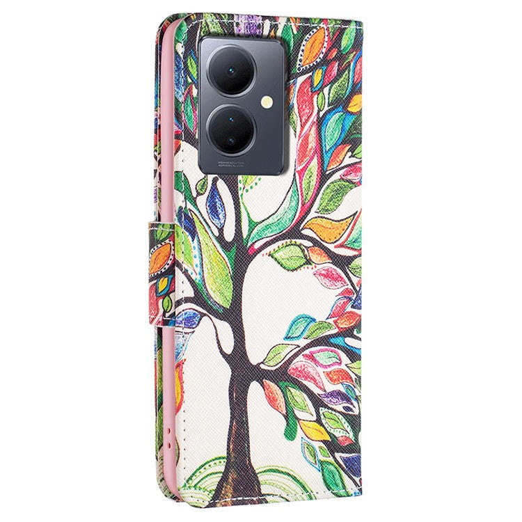 PU Leather Flip Case for vivo Y78 (China) 5G / Y36 4G (Global) / Y36 5G (Global) , Pattern Printing Stand Wallet Phone Cover - Life Tree