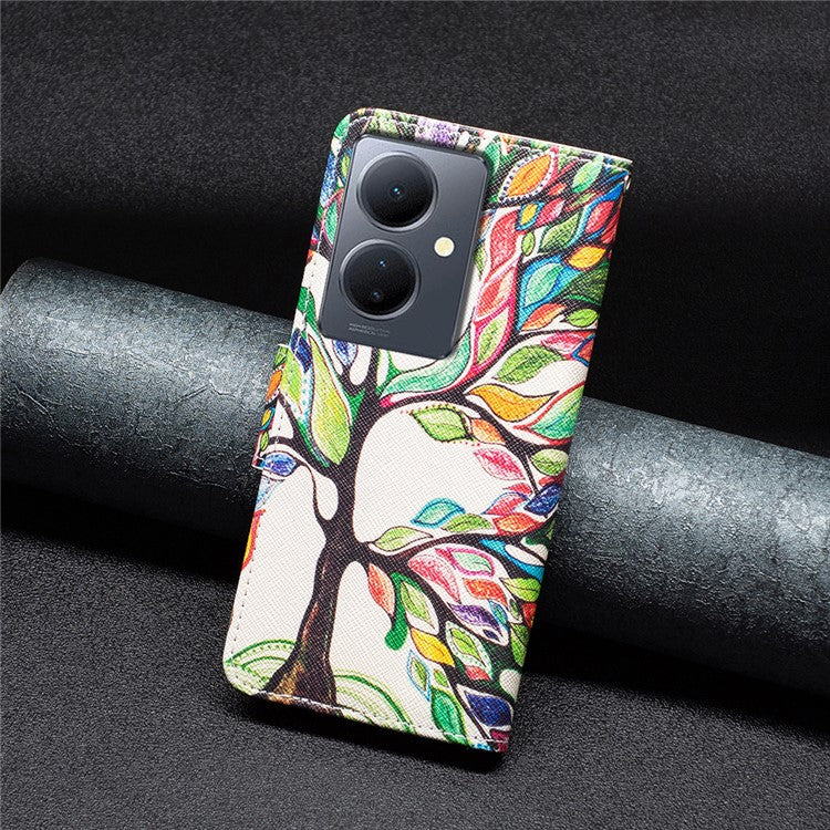 PU Leather Flip Case for vivo Y78 (China) 5G / Y36 4G (Global) / Y36 5G (Global) , Pattern Printing Stand Wallet Phone Cover - Life Tree