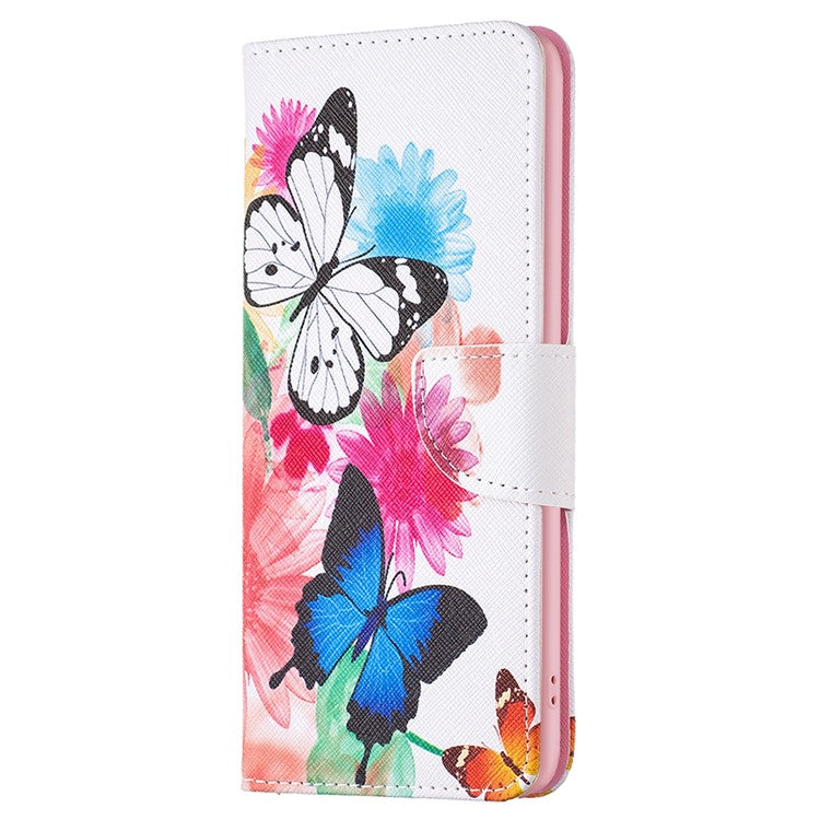 PU Leather Flip Case for vivo Y78 (China) 5G / Y36 4G (Global) / Y36 5G (Global) , Pattern Printing Stand Wallet Phone Cover - Two Butterflies