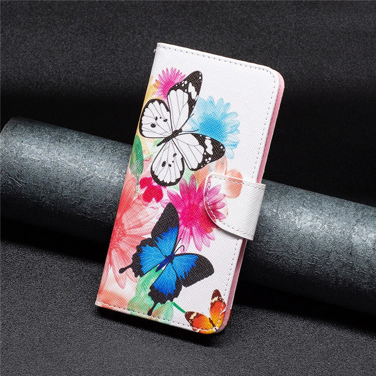 PU Leather Flip Case for vivo Y78 (China) 5G / Y36 4G (Global) / Y36 5G (Global) , Pattern Printing Stand Wallet Phone Cover - Two Butterflies