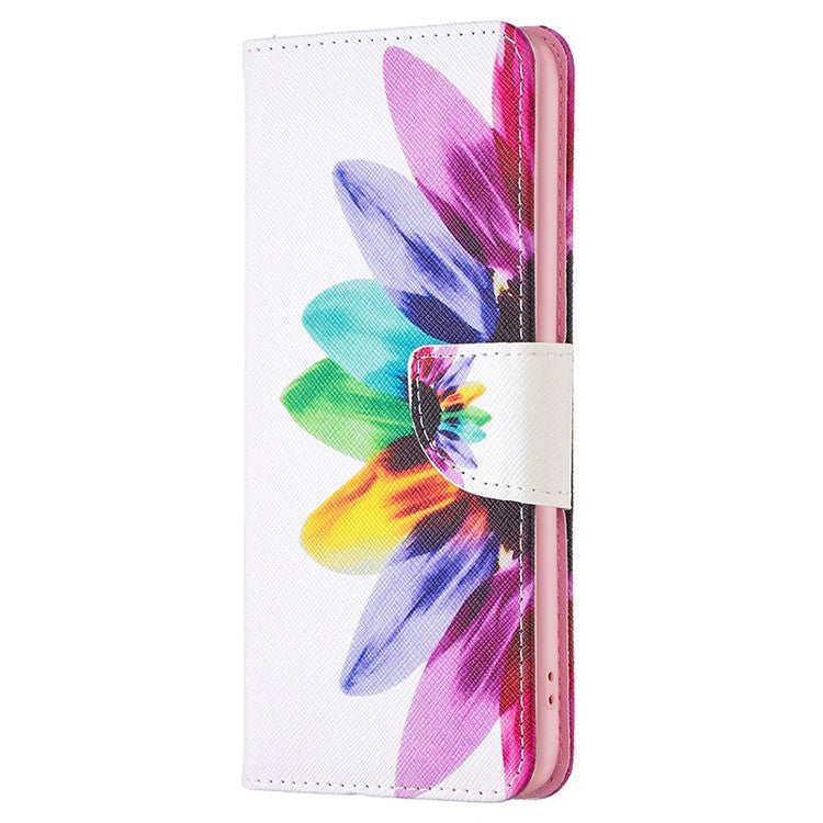 PU Leather Flip Case for vivo Y78 (China) 5G / Y36 4G (Global) / Y36 5G (Global) , Pattern Printing Stand Wallet Phone Cover - Sunflower