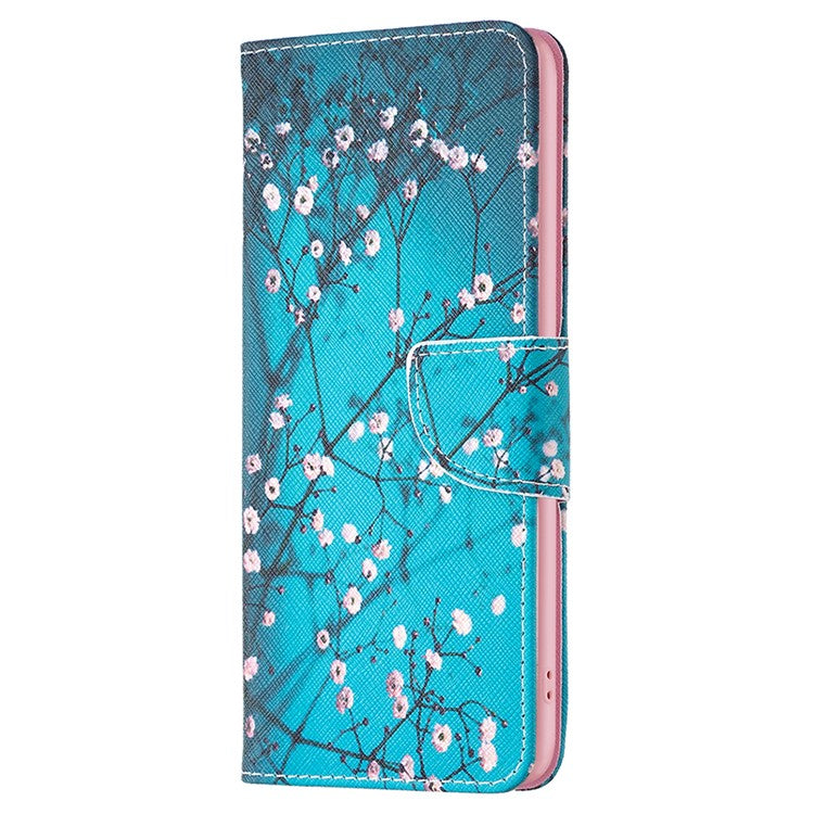 PU Leather Flip Case for vivo Y78 (China) 5G / Y36 4G (Global) / Y36 5G (Global) , Pattern Printing Stand Wallet Phone Cover - Plum Blossom