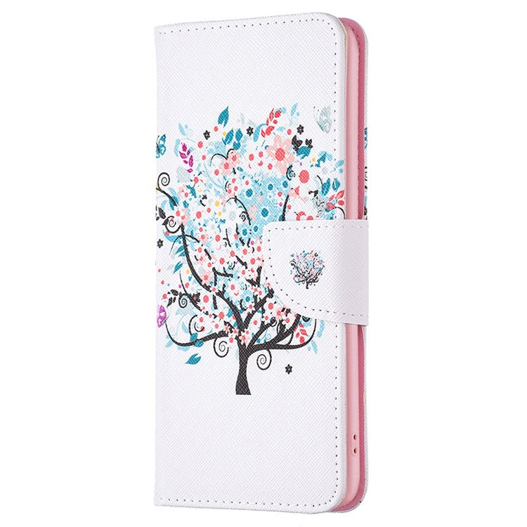 PU Leather Flip Case for vivo Y78 (China) 5G / Y36 4G (Global) / Y36 5G (Global) , Pattern Printing Stand Wallet Phone Cover - Flower Tree